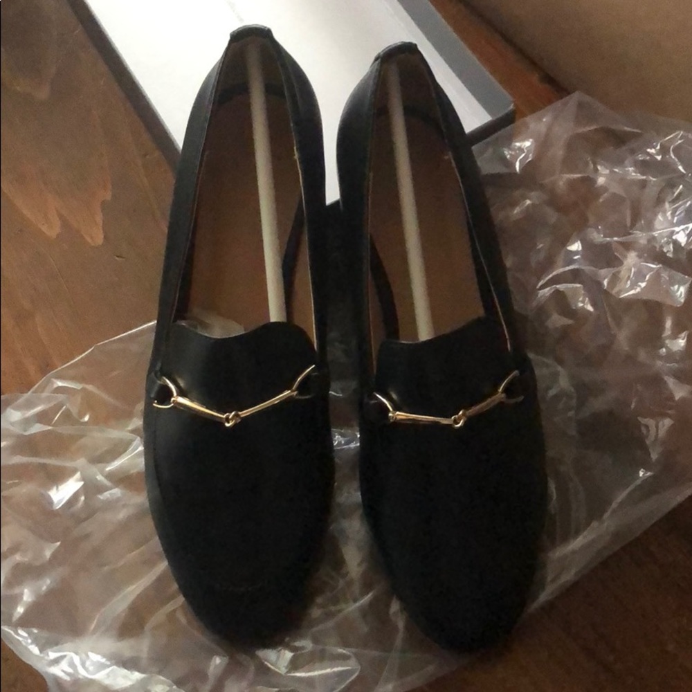 Loft black leather loafers
